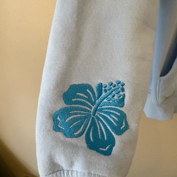 Light Blue Pink Palm Puff Hoodie Size XXS - Picture 4 of 5